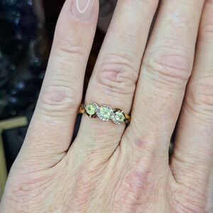 Premium Natural Chrysoberyl, White Zircon and Brown Zircon Ring.